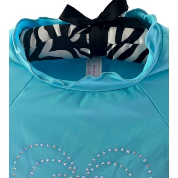 LoveShackFancy x Hurley Rhinestone heart Rashguard Top Turquoise Waves XL NWT - Picture 7 of 16